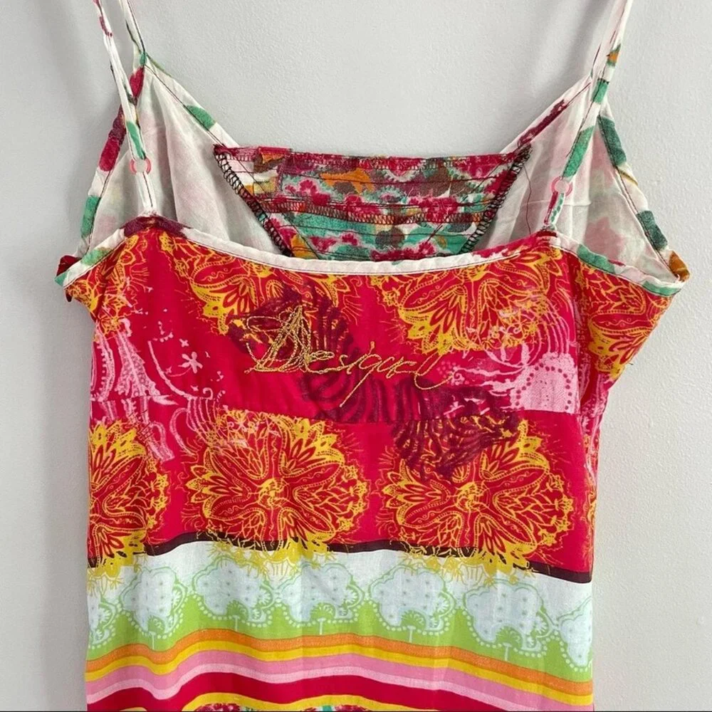 Rare DESIGUAL Swing Farm Rio Flowers Maxi Long Dress V-neck Floral Zebra Print M - Picture 16 of 16